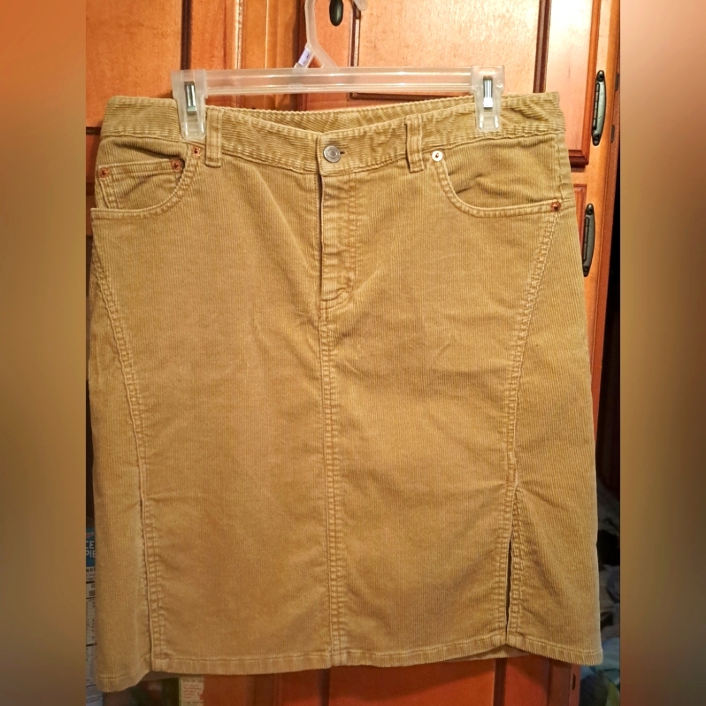 Ladies Brown Tan Khaki Corduroy Skirt American Eagle Outfitters Size 6 Y2k